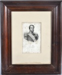 Litografia - D. Pedro II, medindo  20,5 x 13 cm. Medida com moldura 49 x 41 cm.