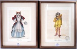 Dez gravuras de gatos com vestimentas, Moldura de vidro 40 x 31,5 cm.