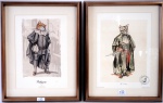 Quinze gravuras de gatos com vestimentas, Moldura de vidro 40 x 31,5 cm.