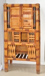 Dois armários de bambú, origem Indochina, 2 portas, 2 prateleiras. Alturas 169 x 93 x 64 cm  e 165 x 83 x 51 cm.