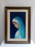 Quadro Emoldurado com Imagem Nossa Senhora do Silêncio, aprox. 68 x 48 x 2cm, Sua Aparição foi na Irlanda no Século XVIII, assinatura H.Lucia, apresenta desgastes