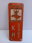 Plaqueta Original Licenciamento Detran / PM-SP, 1980, KH0885; aprox. 11 x 4cm, apresenta desgastes