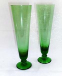 2 tulipas em fino cristal verde 
