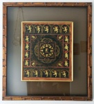 Quadro da Tailândia - Pintura em Papel - Emoldurado imitação de bambu - Mede com moldura : 51 x 56 cm - Emoldurado com vidro. Sem assinatura.