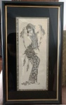 Quadro de Entidade de Bali em nanquin sobre papel . Assinado . Mede emoldurado : 63 x 38 cm