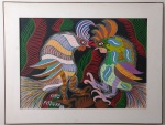 Belíssimo quadro com representação de briga de galos - 1972 . OST - ACIE - FRANCISCO DOMINGOS DA SILVA - Mede: 84 x 64 cm