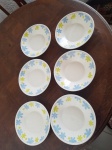 Conjunto de 6 pratos fundos em porcelana  com desenhos florais , sem marca.