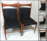 Sérgio Rodrigues - Belíssimo par de cadeiras modelo Cantu Alta, feitas em Pau Ferro maciço e revestidas de couro natural na cor preto. Restauradas e em perfeito estado.