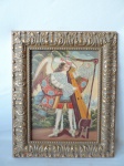 Cusquenho - Maravilhoso quadro "CUSQUENHO" óleo sobre tela,  representando anjo Gabriel tocando Harpa, moldura em perfeito estado.. Tela 39 x 29 cm Moldura 46 x 56 cm.
