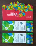 Dois ingressos das Olimpíadas Rio 2016 da modalidade Basquetebol, sem terem sido utilizados. (DC268)
