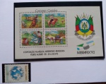 Selos do Brasil, parte de coleção, selos protegidos por Maximaphil de fundo preto. (S121)