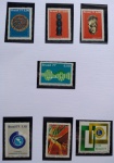 Selos do Brasil, parte de coleção, selos protegidos por Maximaphil de fundo preto. (S156)