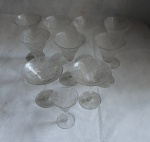Lote com 10 taças cristal translucido, ricamente lapidação em diamante, algumas apresentam bicado quase imperceptível.