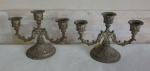 Castiçal para três velas em bronze trabalhado em bordados fenestrados década de 70 medindo 19 cm x 13 cm.