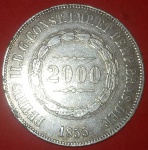 Moeda do Brasil, 2000 Réis, Prata, ano de 1855, raridade!!