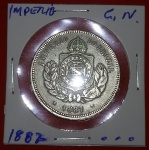 Moeda, 200 Réis, ano de 1887, Império, cupro níquel