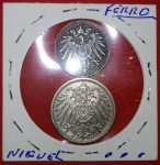 2 Moedas, 5 e 10 PFENNIG, ano de 1916 Ferro, raridade,10 Fano 1908 níquel, Germany