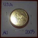 Moeda USA, Quarter Dollar, ano 2005, foleada a ouro!!!
