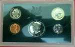 Set. Proof, ano de 1971, 5 moedas ``USA``, cents até Half Dollar (embalagem azul)