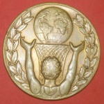 Medalha, campeonato Mundial de Basquete, ano de 1954 no Brasil material bronze .