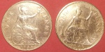 2 Moedas Inglesas One Penne, Bronze ano de 1935 e 1940
