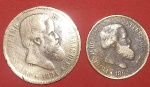 2 Moedas de Bronze, 40 Réis ano de 1874 e 20 Réis ano de 1869