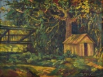 Virgilio Carvalho de Lima Araújo (1863: Porto, Portugal  1958: Rio de Janeiro, RJ)., "paisagem campestre com casario" , Óleo sobre tela,  Assinado de datado 1927. med  41 x 54 cm (a obra); 70 x 82 cm (a moldura). Marcas do tempo. Sujicidade sobre a camada pictórica. No estado.