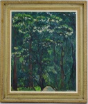 Paulo Gagarin(1885, São Petersburgo, Rússia - 1980, Rio de Janeiro, RJ) , "Horto Florestal",óleo sobre tela colado sobre madeira. Assinado Príncipe Paulo Gagarin e datado 18-11- 1931. Localizado Horto Florestal. Med.60 x 48 cm (a obra); 76 X 65 cm(a moldura). Marcas do Tempo. Sujicidade sobre a camada pictórica. No estado. Coleção Particular Rio de Janeiro/RJ. Nota Biográfica do artista: Pintor. Artista autodidata encantou-se com a exuberância da flora tropical e as cores do litoral brasileiro, que representou num estilo próximo dos pós-impressionistas. Em 1900 estudou na universidade de sua cidade natal. Serviu no exército russo, na Europa e na Ásia, entre 1911 e 1914. Nos anos de 1914 a 1918 combateu nas fileiras russas durante a Primeira Guerra Mundial. Emigrou para a França, em 1919, após o triunfo da revolução socialista de 1917, que implicou a derrocada do czarismo. Chegou ao Brasil em 1921, como copeiro do navio Pelotas, acompanhando o destino da maioria dos refugiados políticos russos da sua condição.
