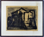 Darel Valença Lins (Palmares, Pernambuco, 1924 - Rio de Janeiro, Rio de Janeiro, 2017), "Demolição", litogravura  s/ papel, assinada . Tiragem 2/5. Med 37, 5  x 48,5 cm (a obra);  ?? x  ??  cm (a moldura). Presença de pontos de acidez e umidade. Biografia: Gravador, pintor, desenhista, ilustrador, professor. Estuda na Escola de Belas Artes do Recife, atual Universidade Federal de Pernambuco (UFPE), entre 1941 e 1942, e atua como desenhista técnico. Muda-se para o Rio de Janeiro em 1946. Estuda gravura em metal com Henrique Oswald (1918-1965) no Liceu de Artes e Ofícios, em 1948. Dois anos depois, entra em contato com Oswaldo Goeldi (1895-1961).Atua como ilustrador em diversos periódicos, como a revista Manchete e os jornais Última Hora e Diário de Notícias. Entre 1953 e 1966, encarrega-se das publicações da Sociedade dos Cem Bibliófilos do Brasil. Com o prêmio de viagem ao exterior, recebido no Salão Nacional de Arte Moderna (SNAM) do Rio de Janeiro, em 1957, viaja para a Itália, onde permanece até 1960. Ilustra diversos livros, como Memórias de um Sargento de Milícias, 1957, de Manuel Antônio de Almeida (1831-1861); Poranduba Amazonense, 1961, de Barbosa Rodrigues (1842-1909); São Bernardo, 1992, de Graciliano Ramos (1892-1953); e A Polaquinha (2002), de Dalton Trevisan (1925).Leciona gravura em metal no Museu de Arte de São Paulo Assis Chateaubriand (Masp), em 1951; litografia na Escola Nacional de Belas Artes (Enba), no Rio de Janeiro, entre 1955 e 1957; e na Faculdade de Artes Plásticas da Fundação Armando Álvares Penteado (Faap), em São Paulo, de 1961 a 1964. Entre 1968 e 1969, realiza painéis como os do Palácio dos Arcos, sede do Ministério das Relações Exteriores, em Brasília.Em 2015, é lançado o documentário Mais do eu possa me reconhecer, dirigido por Allan Ribeiro. Filmado no apartamento do artista no Rio de Janeiro, o filme conta a rotina do artista, que apesar de intensa produção de gravuras, passa a se dedicar a videoarte
