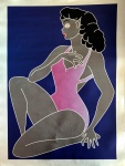 Arte Digital - Impresso sobre tela. Figura feminina. Obra med. 70x50cm. Sem moldura e sem chassi.