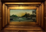 Nicolau Facchinetti - 1899 - "Rio de Janeiro", excepcional óleo sobre madeira, assinado e datado no C.I.E. Assinado e datado no verso. Obra med. 14x29cm.