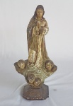 Antiga Nossa Senhora da Conceição em estuque policromado. França - Séc.XIX. Altura 25 cm