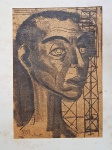DENIS - Retrato de Homem - carvão sobre papel, datado 1953. Med. 57 x 43 cm. Enviado em rolo.