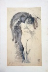 AUGUSTE RODIN (1840 -1917) "Estudo" - Litogravura realizada pelo Museu Rodin a partir de desenhos de estudos realizados pelo artista. Med. Ricamente emoldurado com placa em bronze com o nome do pintor e vidro anti reflexo. Medida: 29 x 19,5 cm.
