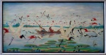 LELO,  Passeio de barco, o.s.t., 50 x 100cm, assinado. . Artista catalogado em Julio Louzada.
