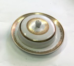 Brennand - Mantegueira de porcelana com frisos dourados - 18 cm de diâmetro
