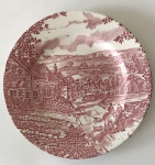 Ironstone - Prato raso de coleção de porcelana inglesa com desenho de paisagem européia antiga, aprox. 20,5 cm de diâmetro
