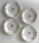 Bavaria - Lote 4 pratinhos para pão de porcelana alemã na tonalidade branca com desenhos florais, aprox. 15 cm de diâmetro 