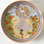 Villeroy & Boch - Prato decorativo de porcelana alemã branco com desenho de figura feminina, aprox. 20 cm de diâmetro