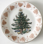 Prato decorativo de porcelana européia para coleção, na tonalidade branca com tema natalino, aprox. 26 cm de diâmetro 