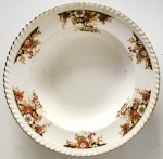 Johnson Bros - Prato fundo de porcelana inglesa para coleção, na tonalidade creme com desenhos florais na borda, aprox. 22,5 cm de diâmetro 