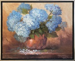 Joacir Soares - Vaso com arranjo floral, óleo sobre juta, ACID, medida total com moldura, aprox. 87 x 1078 cm 