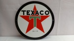 Placa Decorativa TEXACO, em Metal Adesivada, com ilhós; aprox. 30,5cm