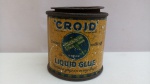Antiga Latinha de Cola Líquida CROID, Made in England, aprox. 5 x 4,5cm, Líquido ressecado, lata com marcas do tempo