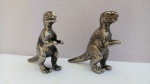 Lote Composto de 2 Miniaturas Dinossauro, aprox. 6 x 3 x 1,5cm; com marcas do tempo, zamack banho níquel