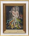 CARLOS BASTOS - "Adão e Eva", O.S.T., assinado no canto inferior esquerdo. Med.: 47 x 30 cm.
