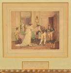 A. PICOU - "Cena Galante", aguarela sobre papel, assinado no canto inferior direito, Séc. XIX. Med.: 23 x 27 cm.