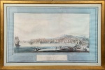 JOSEPH TOFANI-DE FLORENCE- 1808. Belíssima aquarela representando Porto de Nápoles, peça rara para colecionadores, apresenta marca d'agua Antica Libéria Regina. Med.:46 x 54 cm.