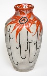 LEGRÀS- Raro vaso em vidro artístico Art Noveau, com decoração floral. França 1920, assinado. Med.: 22 cm.