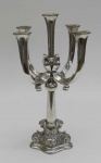 Candelabro para 5 velas,de metal prateado, manufatura Eberle. altura 43 cm
